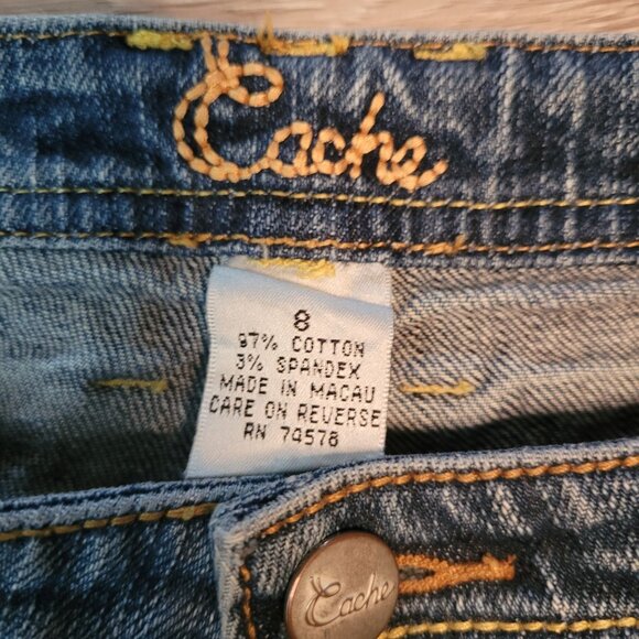 VTG Cache Jeans Women 8 Bootcut Low Rise Embellished Button Flap Pockets Western - Picture 4 of 10